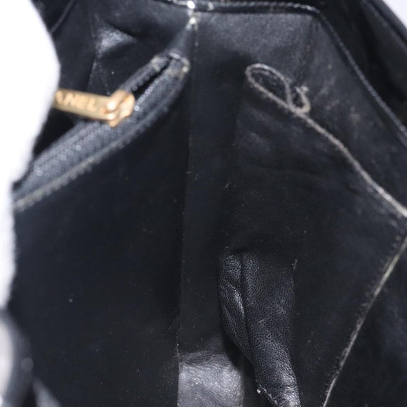 CHANEL Tote Bag Enamel Black Gold CC Auth bs27418