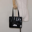 CHANEL Tote Bag Enamel Black Gold CC Auth bs27418-21