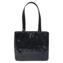 CHANEL Tote Bag Enamel Black Gold CC Auth bs27418-2