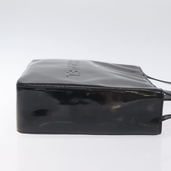 CHANEL Tote Bag Enamel Black Gold CC Auth bs27418