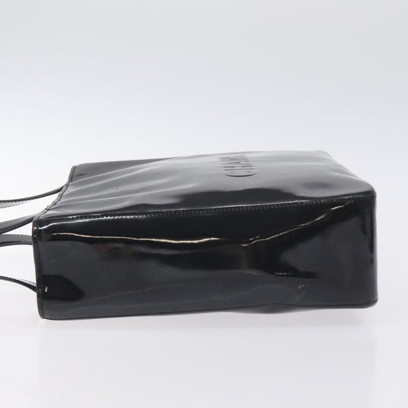 CHANEL Tote Bag Enamel Black Gold CC Auth bs27418
