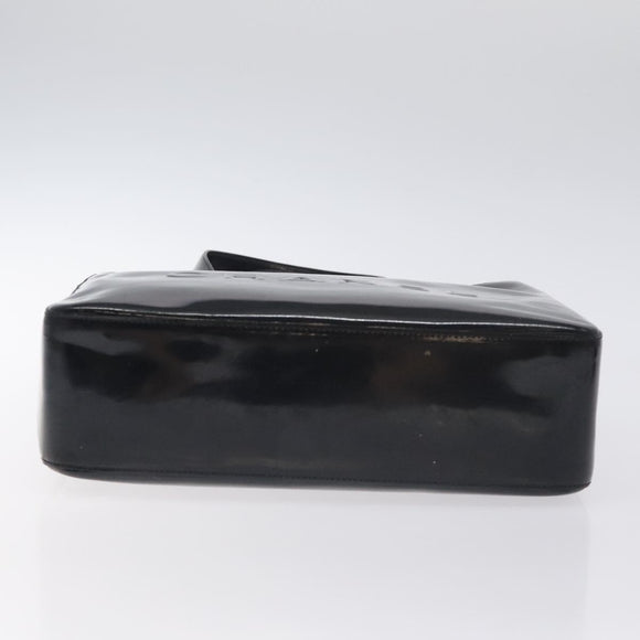 CHANEL Tote Bag Enamel Black Gold CC Auth bs27418