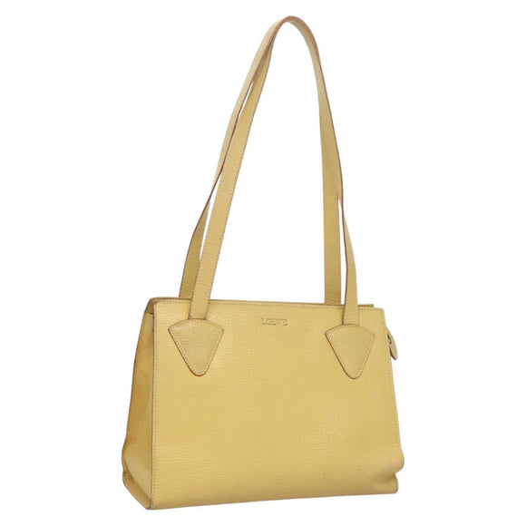 LOEWE Shoulder Bag Leather Yellow Silver Auth bs27421