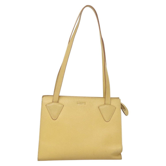 LOEWE Shoulder Bag Leather Yellow Silver Auth bs27421