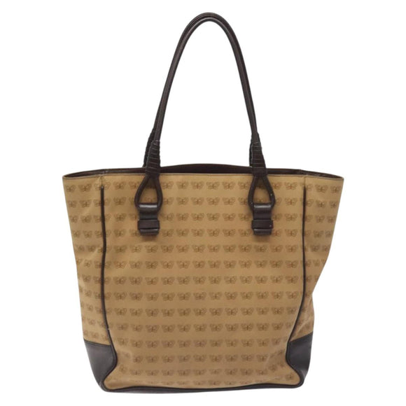 BOTTEGA VENETA Tote Bag Canvas Beige Gold Auth bs27425