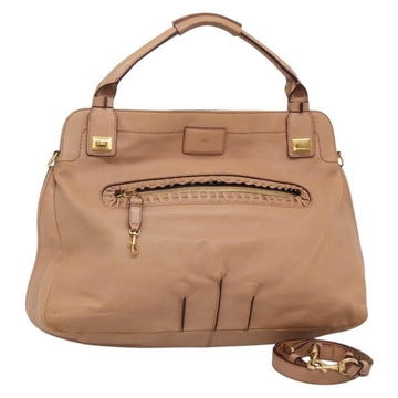 Chloe Hand Bag Leather 2way Pink Gold Auth bs27428
