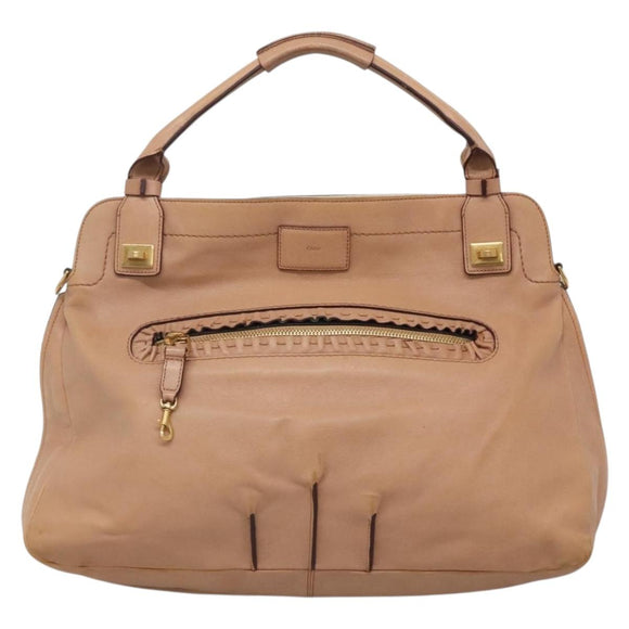 Chloe Hand Bag Leather 2way Pink Gold Auth bs27428