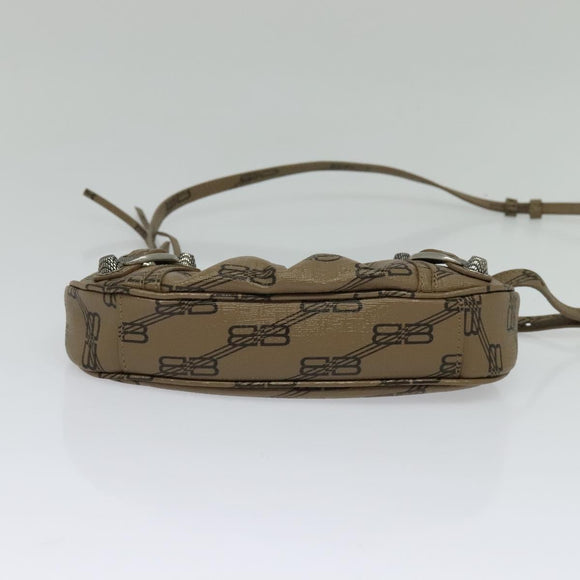 BALENCIAGA Chain Le Cagoule Mini Shoulder Bag Leather Beige Silver Auth bs27430