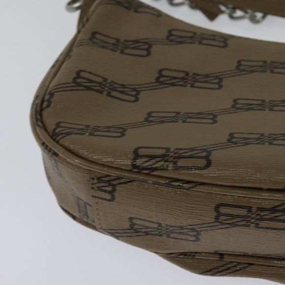 BALENCIAGA Chain Le Cagoule Mini Shoulder Bag Leather Beige Silver Auth bs27430