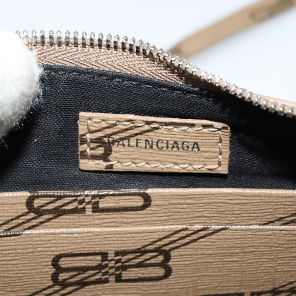 BALENCIAGA Chain Le Cagoule Mini Shoulder Bag Leather Beige Silver Auth bs27430