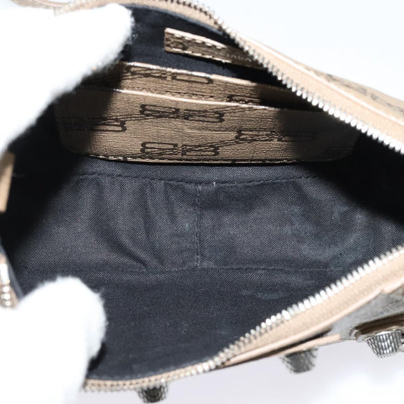 BALENCIAGA Chain Le Cagoule Mini Shoulder Bag Leather Beige Silver Auth bs27430