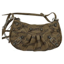 BALENCIAGA Chain Le Cagoule Mini Shoulder Bag Leather Beige Silver Auth bs27430-13