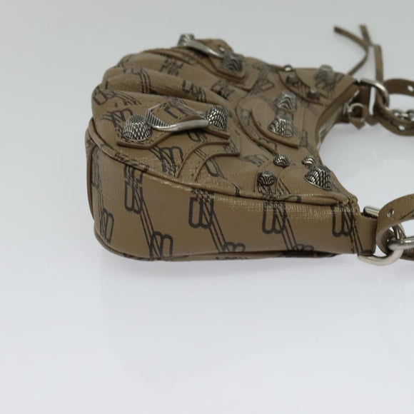 BALENCIAGA Chain Le Cagoule Mini Shoulder Bag Leather Beige Silver Auth bs27430