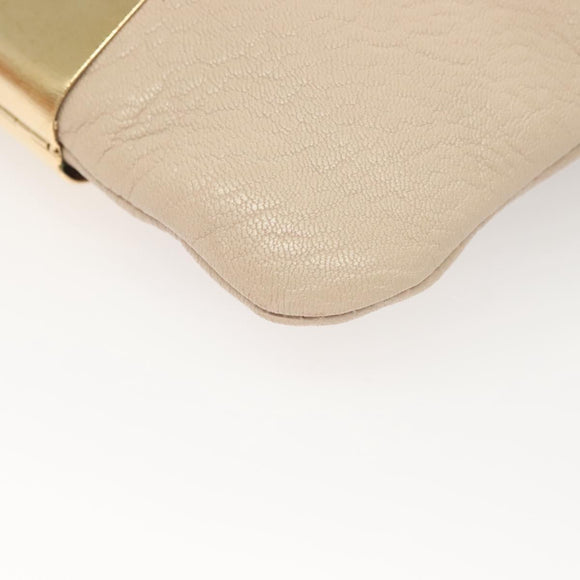 Jimmy Choo Chain Shoulder Bag Leather Beige Gold Auth bs27431