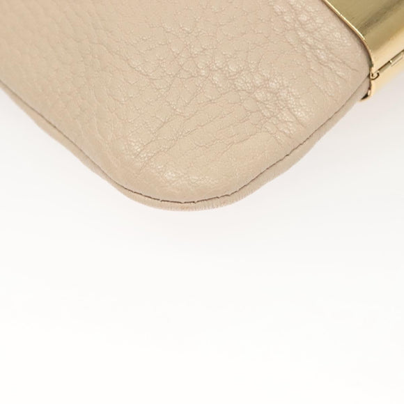 Jimmy Choo Chain Shoulder Bag Leather Beige Gold Auth bs27431