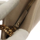 Jimmy Choo Chain Shoulder Bag Leather Beige Gold Auth bs27431-11