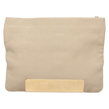 Jimmy Choo Chain Shoulder Bag Leather Beige Gold Auth bs27431 - 0