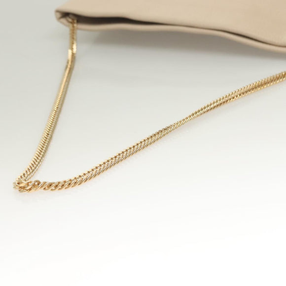 Jimmy Choo Chain Shoulder Bag Leather Beige Gold Auth bs27431