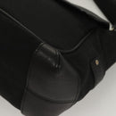 BVLGARI Logo Mania Shoulder Bag Leather Canvas Black Silver Auth bs27432-16