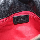 BVLGARI Logo Mania Shoulder Bag Leather Canvas Black Silver Auth bs27432-18