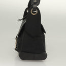 BVLGARI Logo Mania Shoulder Bag Leather Canvas Black Silver Auth bs27432-3