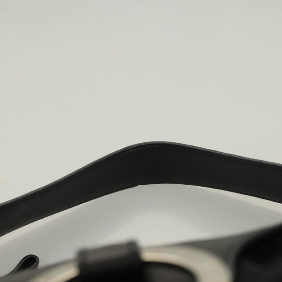 BVLGARI Logo Mania Shoulder Bag Leather Canvas Black Silver Auth bs27432