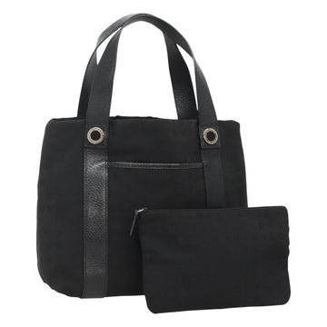 BVLGARI Logo Mania Tote Bag Canvas Black Silver Auth bs27433