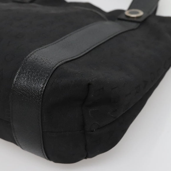 BVLGARI Logo Mania Tote Bag Canvas Black Silver Auth bs27433