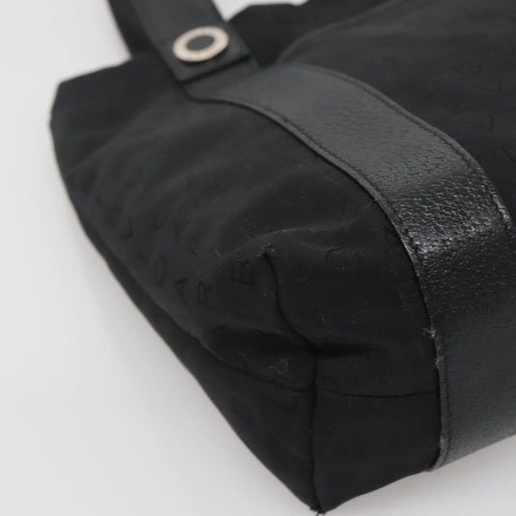 BVLGARI Logo Mania Tote Bag Canvas Black Silver Auth bs27433