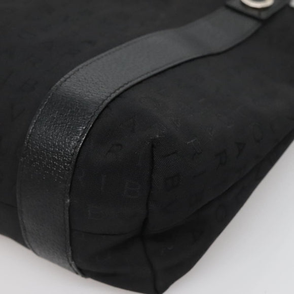 BVLGARI Logo Mania Tote Bag Canvas Black Silver Auth bs27433