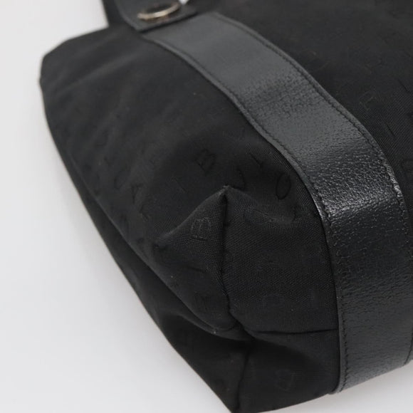 BVLGARI Logo Mania Tote Bag Canvas Black Silver Auth bs27433