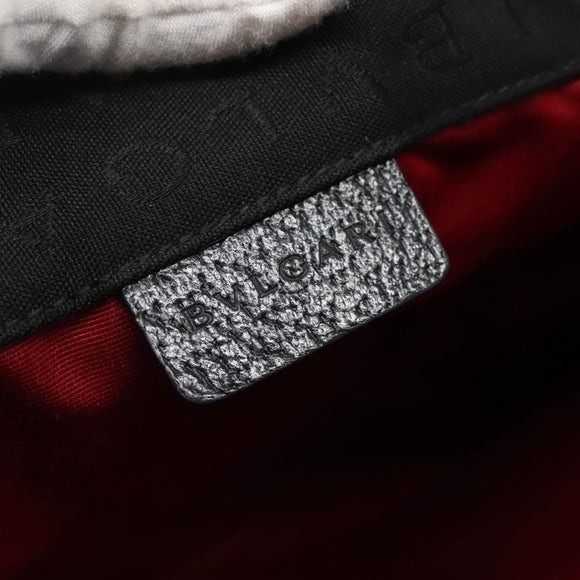 BVLGARI Logo Mania Tote Bag Canvas Black Silver Auth bs27433