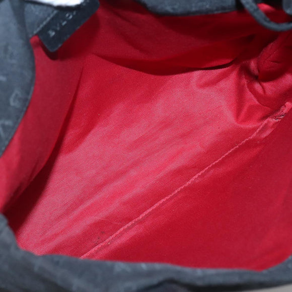 BVLGARI Logo Mania Tote Bag Canvas Black Silver Auth bs27433