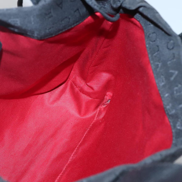 BVLGARI Logo Mania Tote Bag Canvas Black Silver Auth bs27433