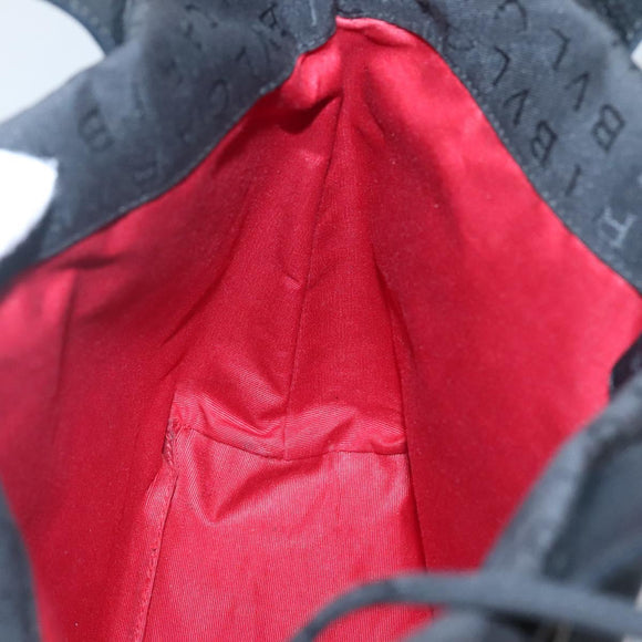 BVLGARI Logo Mania Tote Bag Canvas Black Silver Auth bs27433