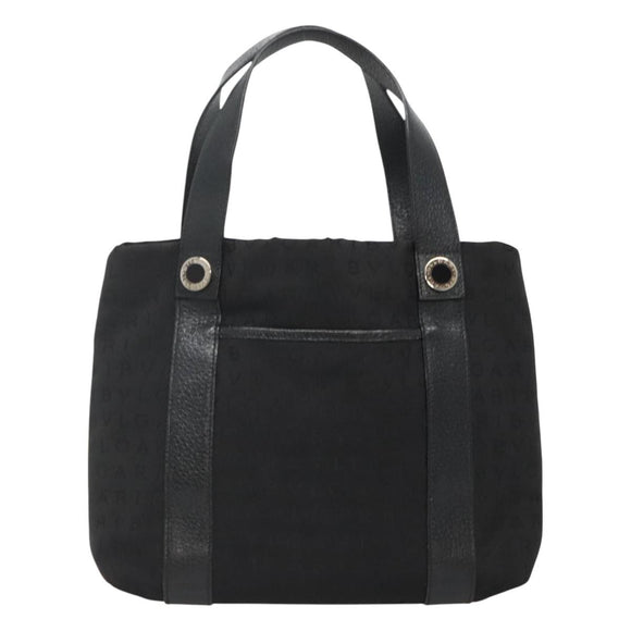 BVLGARI Logo Mania Tote Bag Canvas Black Silver Auth bs27433