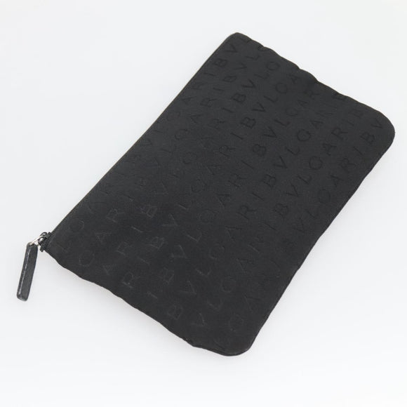 BVLGARI Logo Mania Tote Bag Canvas Black Silver Auth bs27433