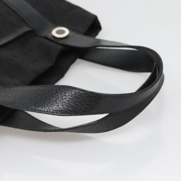 BVLGARI Logo Mania Tote Bag Canvas Black Silver Auth bs27433