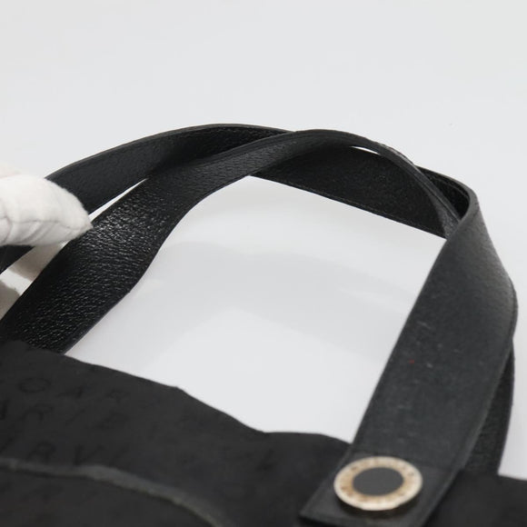 BVLGARI Logo Mania Tote Bag Canvas Black Silver Auth bs27433