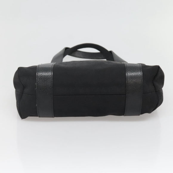 BVLGARI Logo Mania Tote Bag Canvas Black Silver Auth bs27433