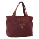 PRADA Hand Bag Nylon Bordeaux Silver Auth bs27436-1