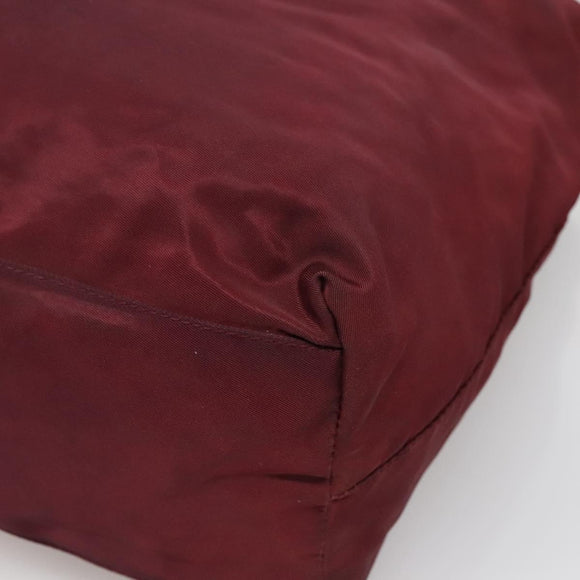 PRADA Hand Bag Nylon Bordeaux Silver Auth bs27436