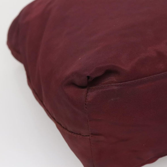 PRADA Hand Bag Nylon Bordeaux Silver Auth bs27436