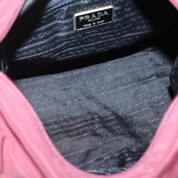 PRADA Hand Bag Nylon Bordeaux Silver Auth bs27436