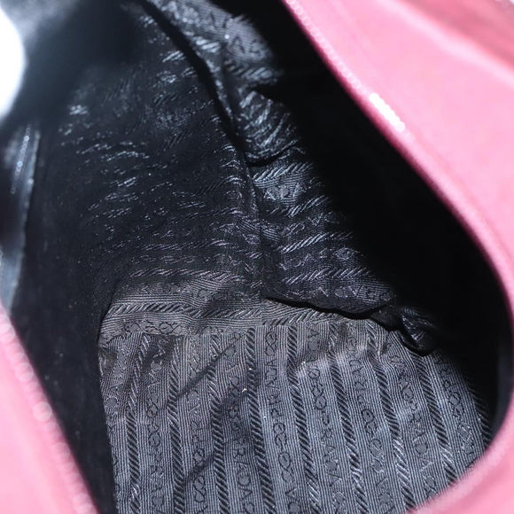 PRADA Hand Bag Nylon Bordeaux Silver Auth bs27436