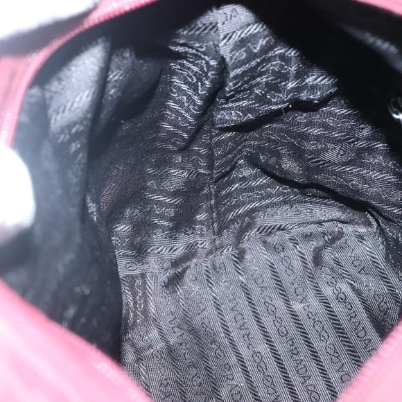 PRADA Hand Bag Nylon Bordeaux Silver Auth bs27436