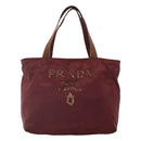 PRADA Hand Bag Nylon Bordeaux Silver Auth bs27436-13