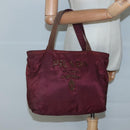 PRADA Hand Bag Nylon Bordeaux Silver Auth bs27436-22