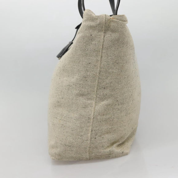 PRADA Sports Tote Bag Canvas Beige Silver Auth bs27440