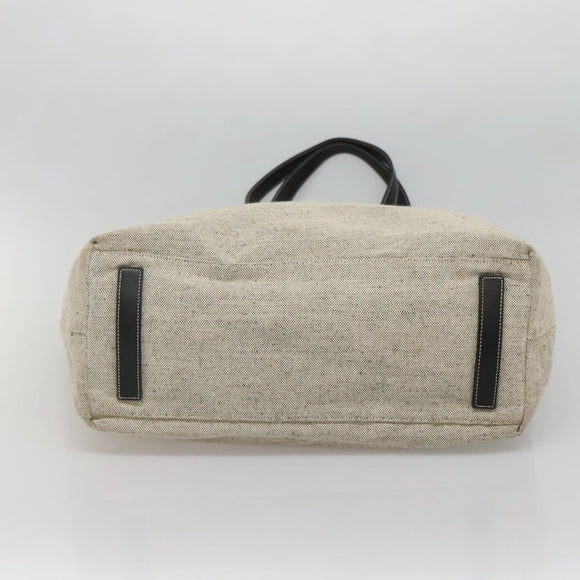 PRADA Sports Tote Bag Canvas Beige Silver Auth bs27440